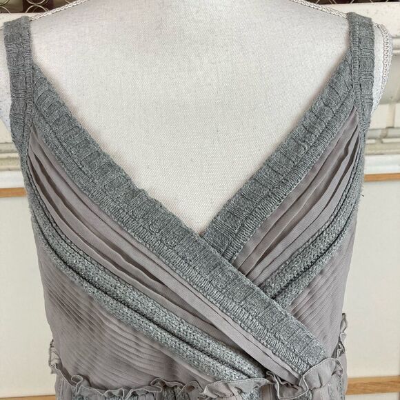 Calvin Klein knit & pleated chiffon dress w/ lace & surplice neckline🔥 - Picture 2 of 10